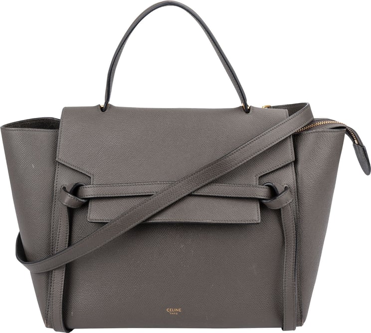 Celine Celine Grey Leather Grained Calfskin Belt Handbag