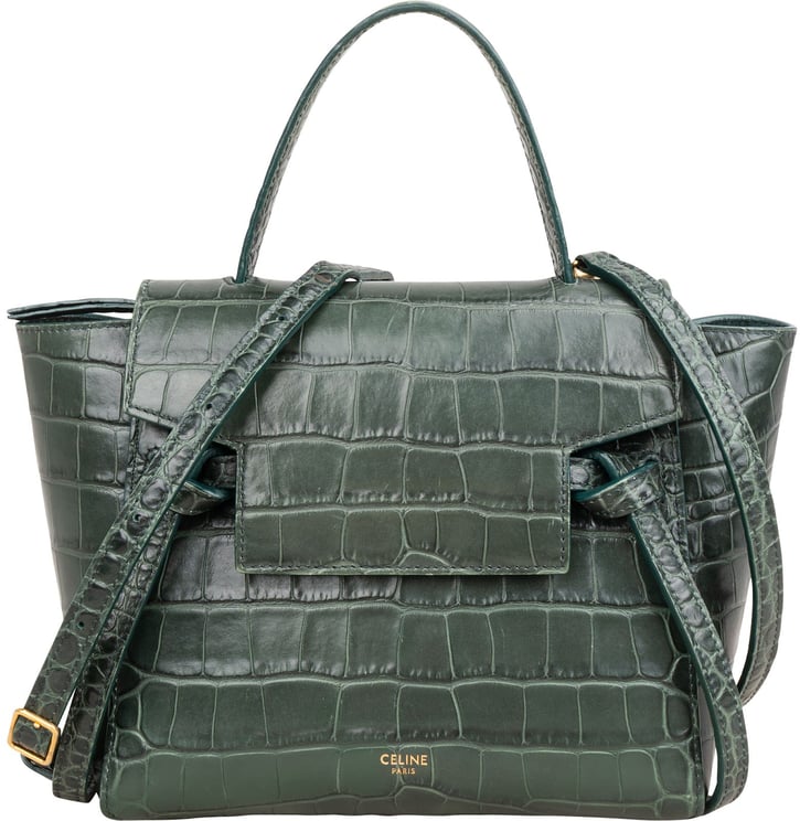 Celine Celine Dark Green Crocodile Embossed Belt Nano Handbag