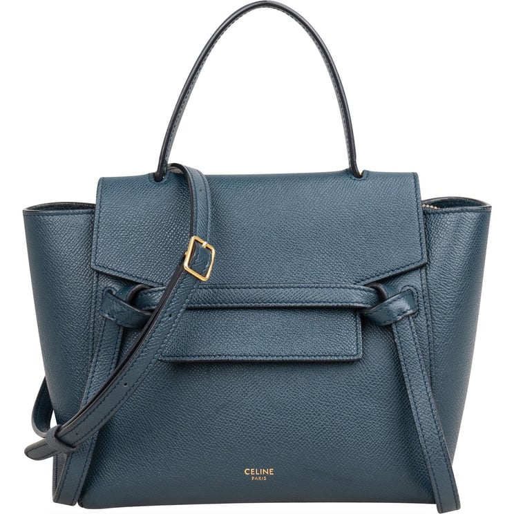 Celine Celine Petrol Leather Grained Calfskin Belt Handbag