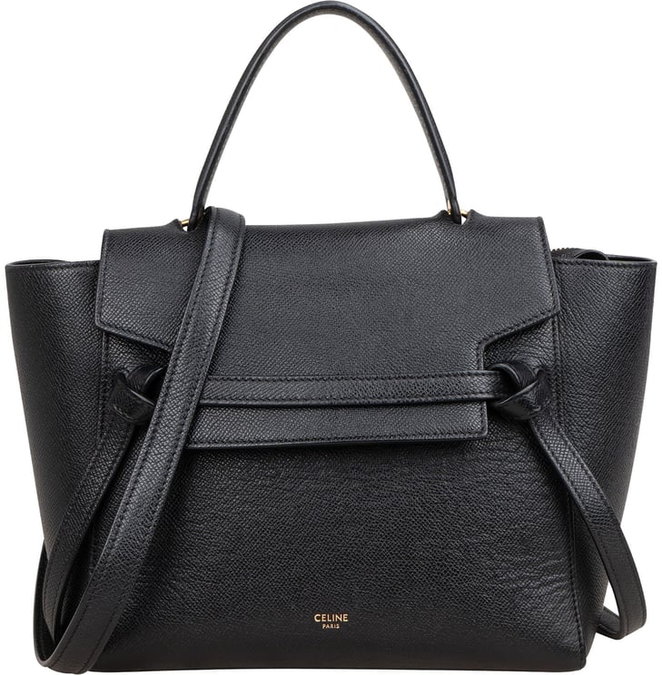 Celine Celine Black Grained Calfskin Belt Handbag