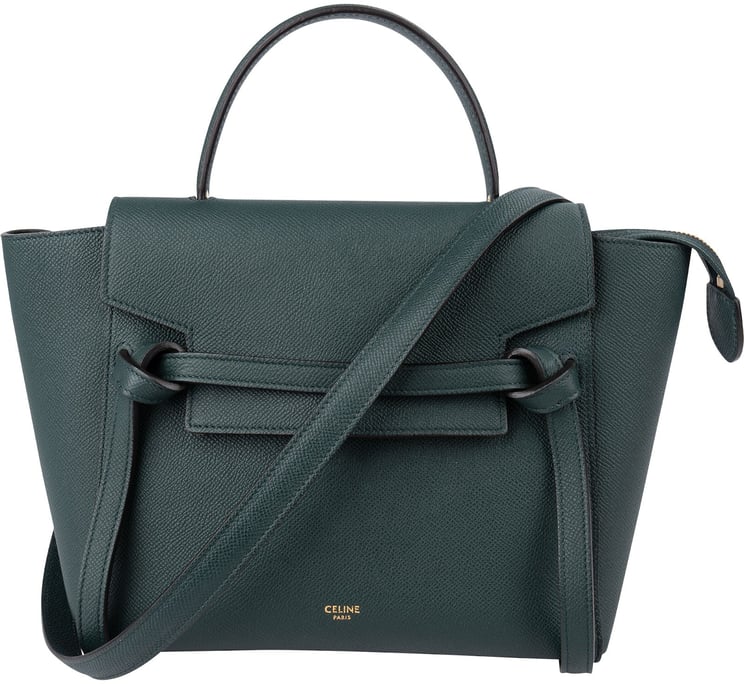 Celine Celine Dark Green Grained Calfskin Belt Nano Handbag