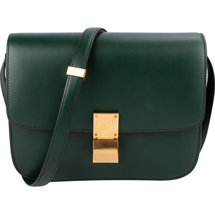 Celine Celine Classic Dark Green Boxcalf Leather Medium Box Crossbody Bag