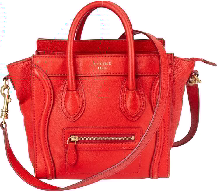 Celine Céline Red Leather Luggage Handbag
