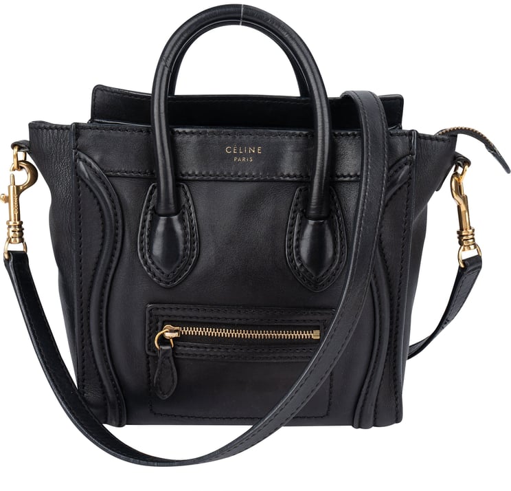 Celine Céline Drummed Calfskin Luggage Handbag