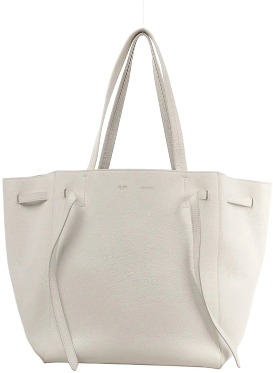 Celine Celine Cabas Phantom Small Leather Shoulder Bag in White