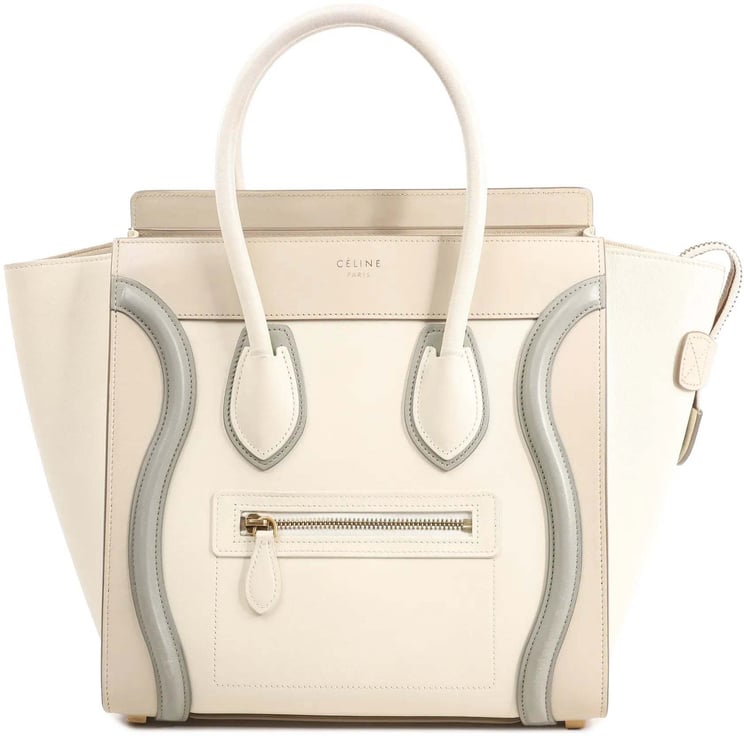 Celine Celine Luggage Micro Leather Handbag in Beige x Gray