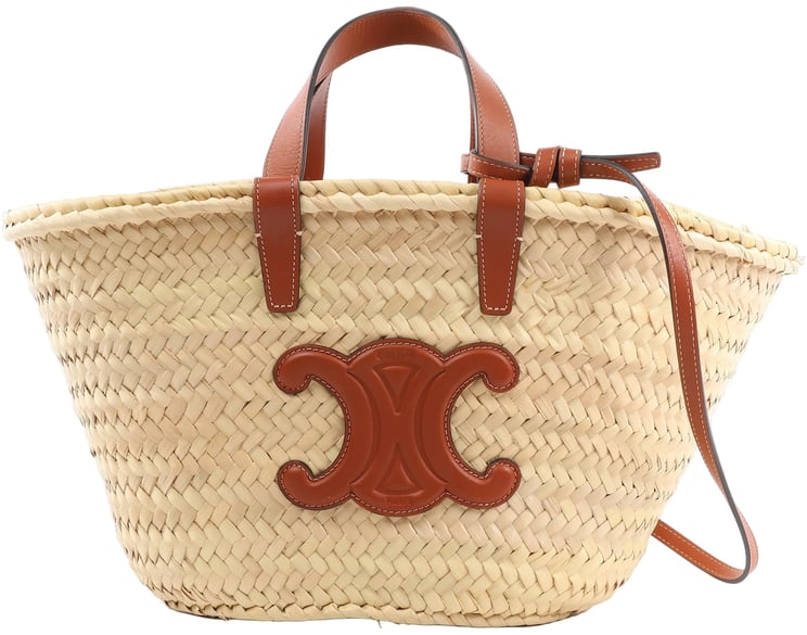 Celine Celine Triomphe Straws x Leather 2Way Handbag Beige x Brown