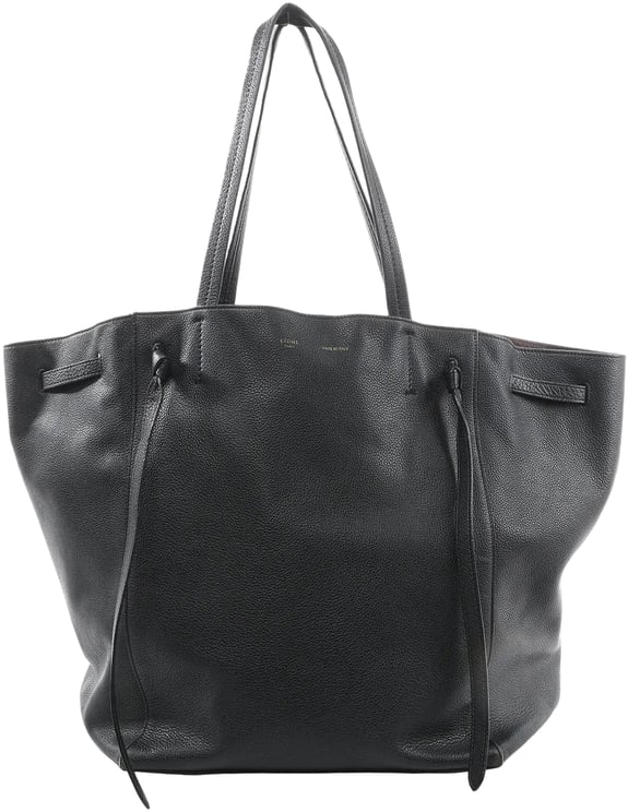 Celine Celine Cabas Phantom Medium Leather Shoulder Bag in Black