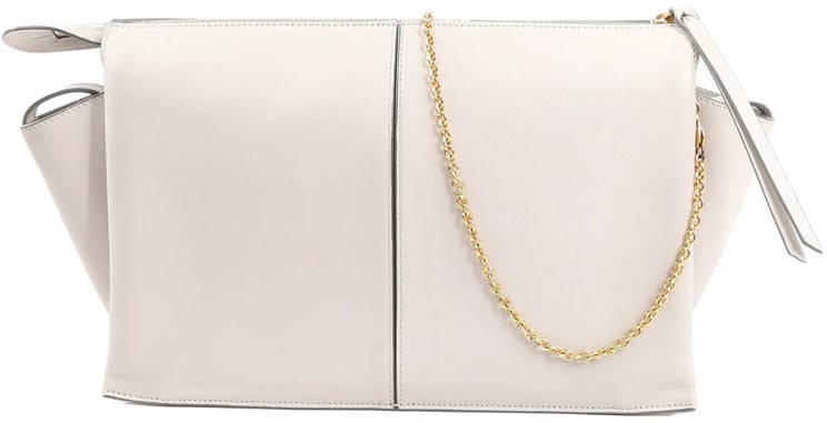 Celine Celine Tri-Fold Leather Chain Shoulder Bag in Gray