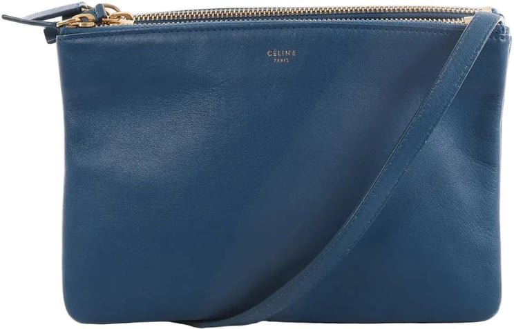 Celine Celine Trio Small Leather Crossbody bag in Blue