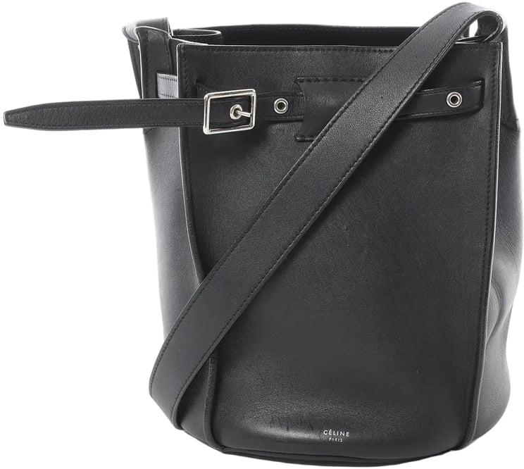 Celine CELINE Big Bag Bucket Leather Shoulder Bag in Black