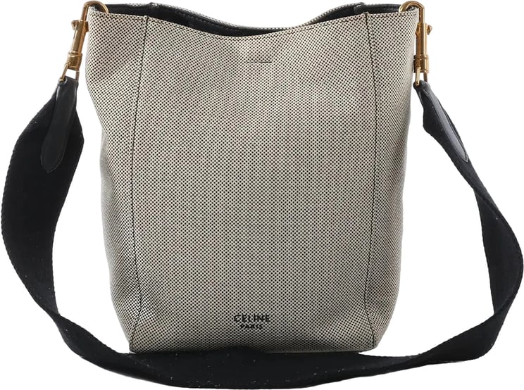 Celine CELINE Seau Sangle Bucket Small Canvas Shoulder bag in Beige x Navy