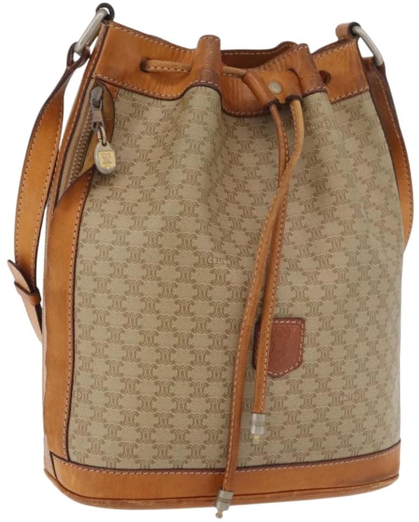 Celine Celine Drawstring Bucket Bag Triomphe Coated Canvas Medium