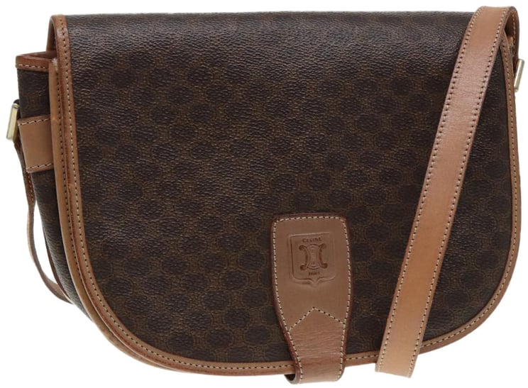 Celine Celine Vintage Saddle Flap Shoulder Bag Macadam Coated Canvas Small