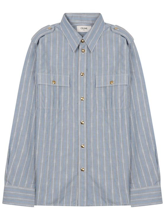 Celine Blue Striped Cotton Shirt