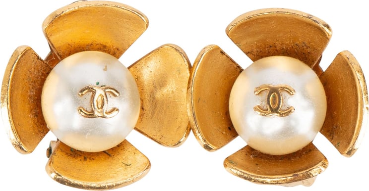 Chanel Chanel Golden Camellia Pearl Clip-On Earrings