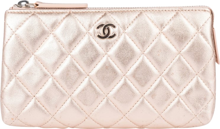 Chanel Chanel Quilted Metallic Lambskin CC Pouch