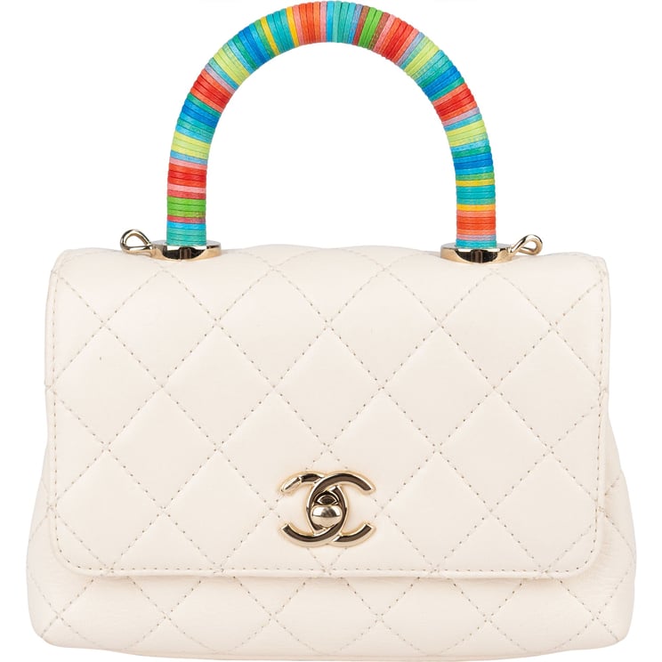 Chanel Chanel Quilted Goatskin Mini Rainbow Handle Flap Handbag