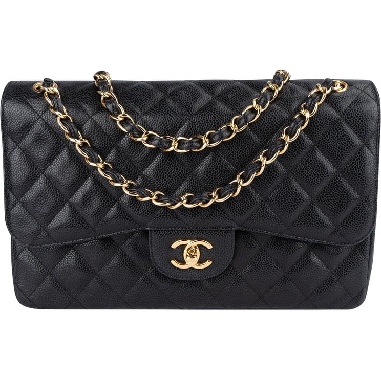 Chanel Chanel Quilted Caviar Leather Jumbo Double Flap Crossbody Bag