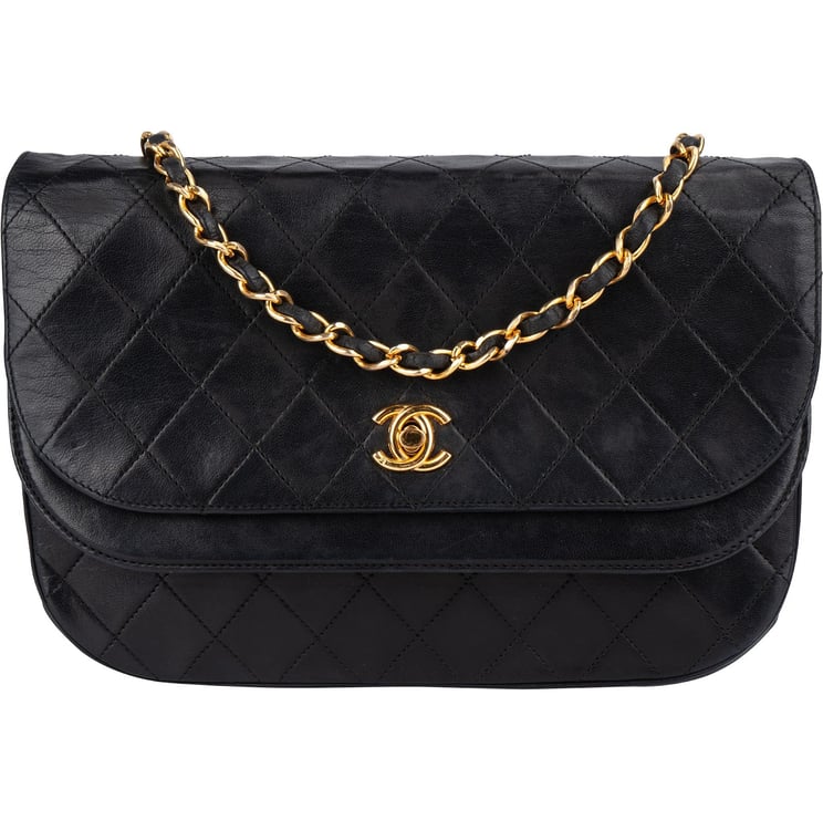 Chanel Chanel Quilted Lambskin 24K Gold Half Moon Single Flap Shoulder Bag