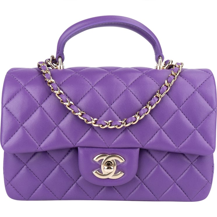 Chanel Chanel Quilted Lambskin Mini Top Handle Single Flap Crossbody Bag