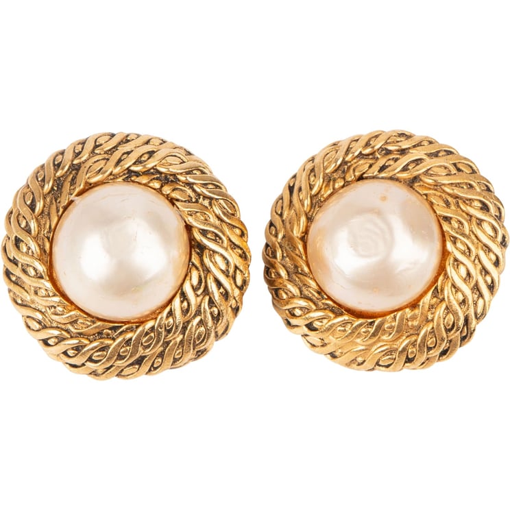Chanel Chanel Faux Pearl Rope Clip-On Earrings