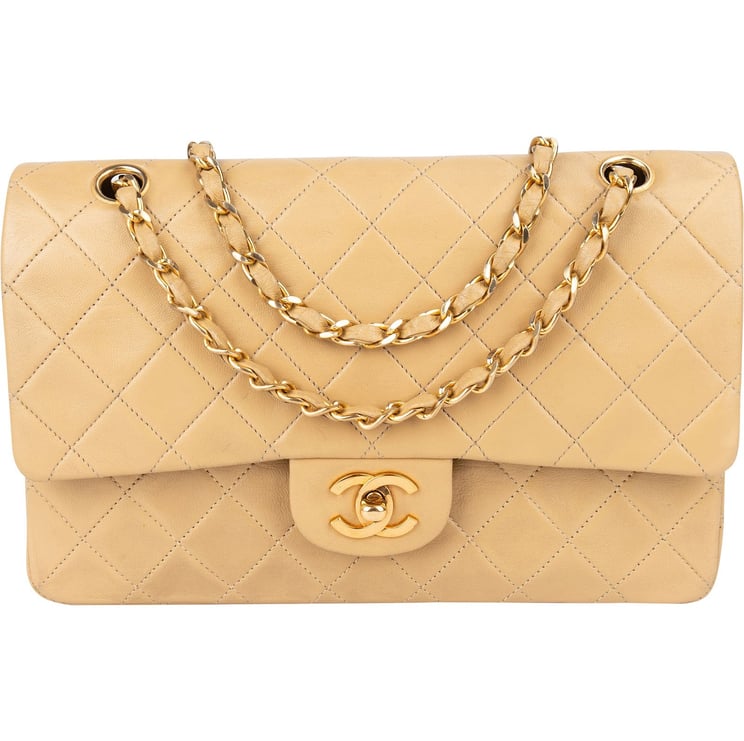 Chanel Chanel Quilted Lambskin 24K Gold Medium Double Flap Crossbody Bag