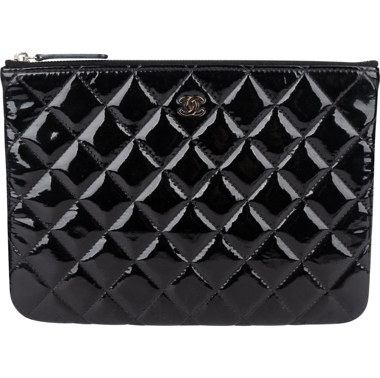 Chanel Chanel Quilted Patent Leather CC Clutch