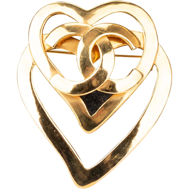 Chanel Chanel Golden CC Hearts Brooch