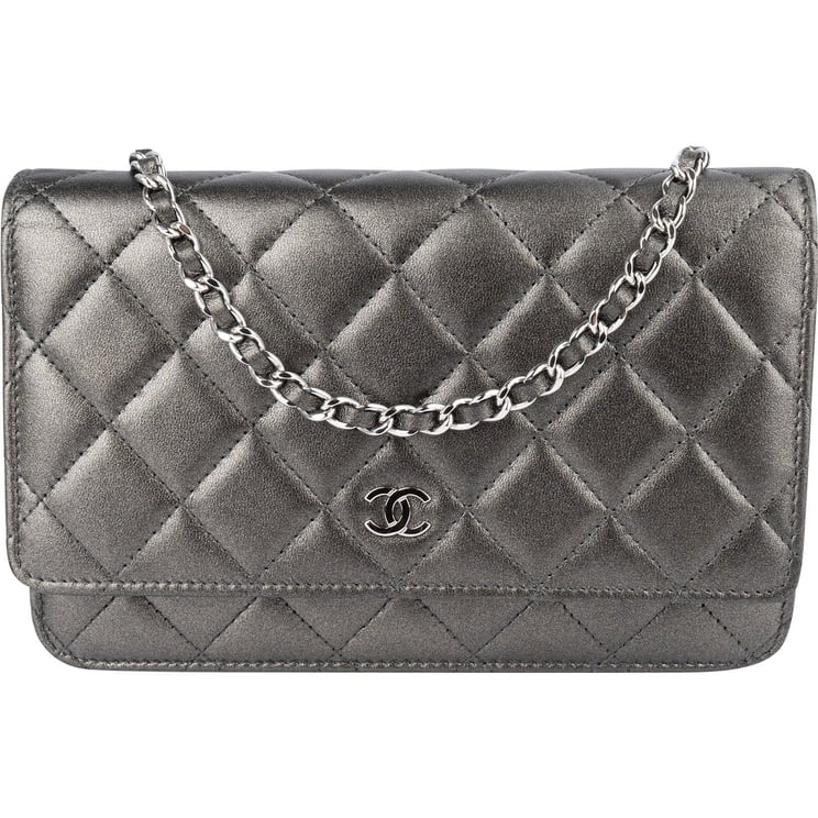 Chanel Chanel Quilted Metallic Lambskin Leather Wallet On Chain Crossbody Bag