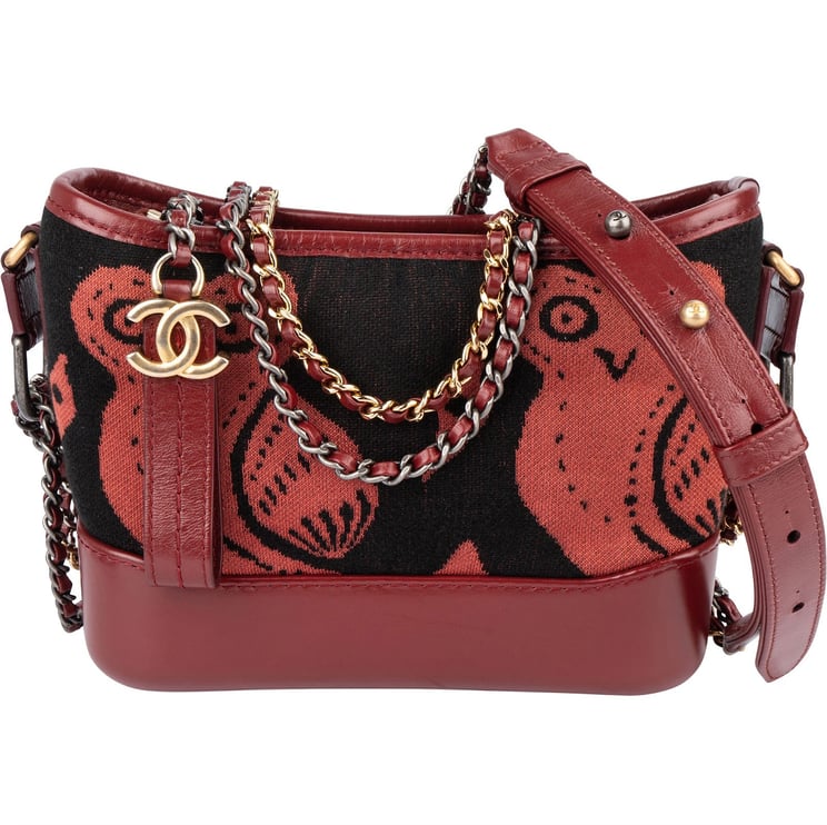 Chanel Chanel Owl Motif Wool & Calfskin Gabrielle Bicolor Chain Small Crossbody Bag