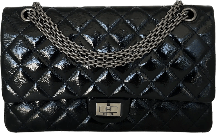 Chanel Chanel 2.55 Reissue 226 Medium Double Flap Bag Metallic Calfskin Dark Blue / Very Good