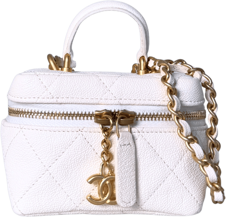 Chanel Chanel Mini Top Handle Vanity Tasche Weiß / sehr gut