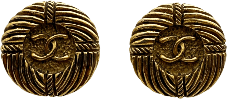 Chanel Chanel Runde Clip on Ohrringe mit Kordelmuster Gold / sehr gut