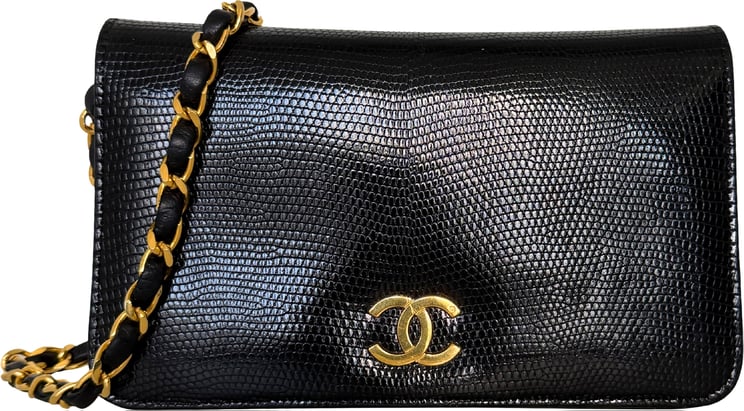Chanel Chanel Vintage Wallet on Chain Timeless Lizard Leder schwarz / sehr gut