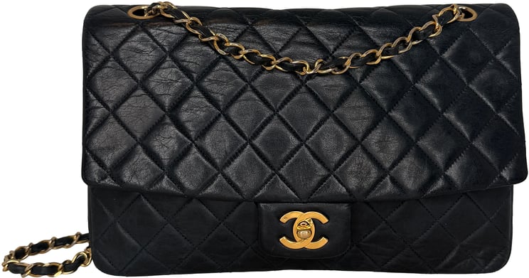 Chanel Chanel Classic Single Flap Medium Navy Lammleder / gut