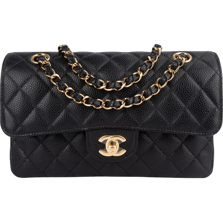 Chanel Chanel Quilted Caviar Leather Small Double Flap Shoulder Bag