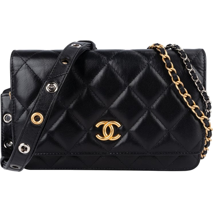 Chanel Chanel Quilted Calfskin Punk Grommet Wallet On Chain Crossbody Bag