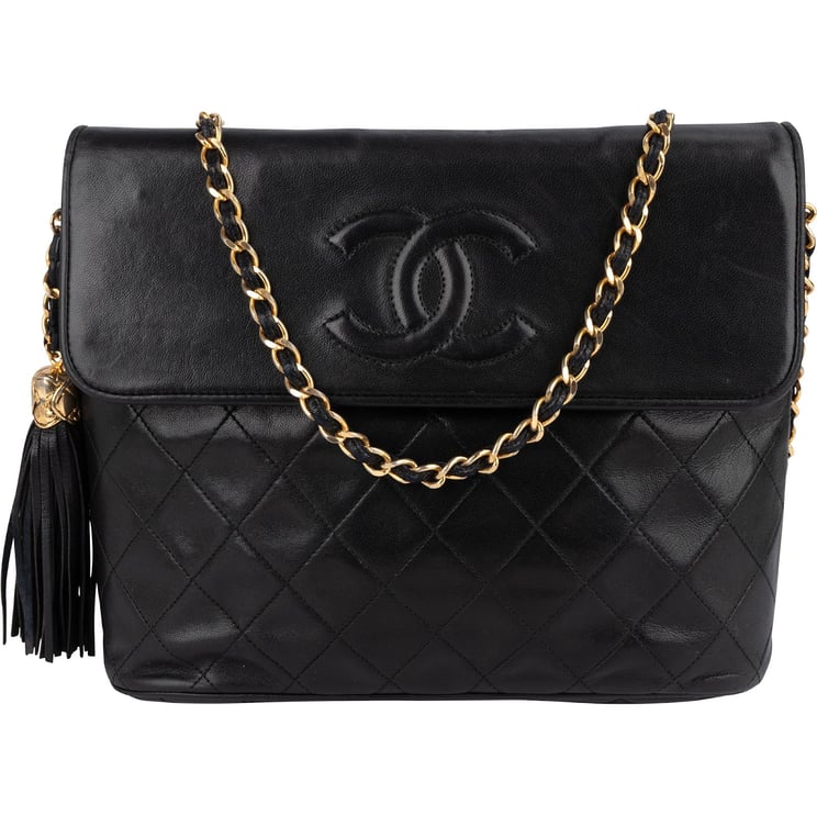 Chanel Chanel Quilted Lambskin CC Tassel Single Flap Crossbody Bag