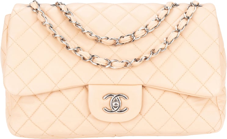 Chanel Chanel Soft Quilted Lambkskin Palladium Jumbo Single Flap Crossbody Bag