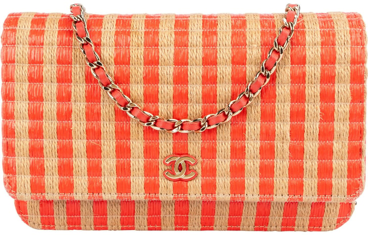 Chanel Chanel Raffia Gingham Wallet On Chain Crossbody Bag