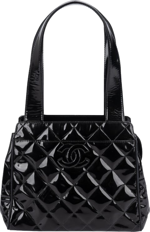 Chanel Chanel Quilted Patent Leather CC Small Tote Handbag