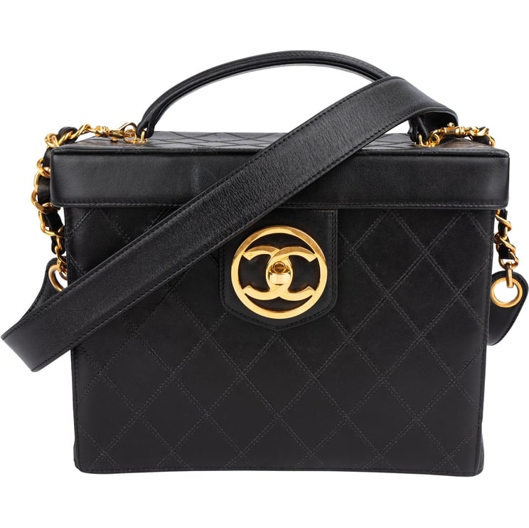 Chanel Chanel Jumbo Quilted Lambskin 24K Gold CC Vanity Case Handbag
