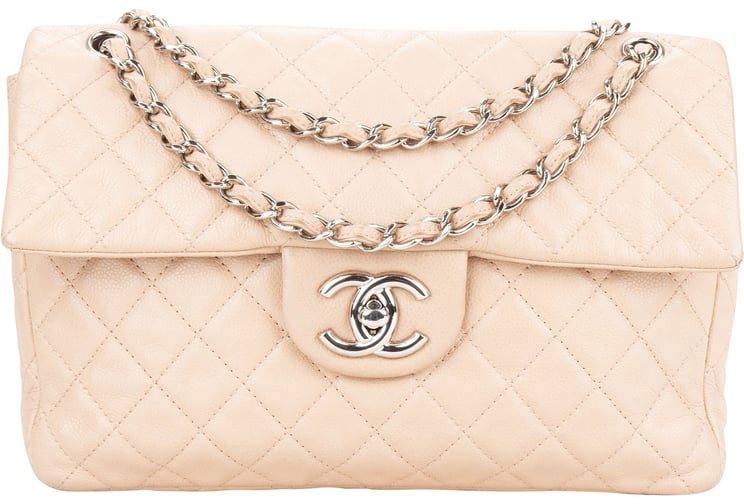 Chanel Chanel Quilted Caviar Leather Palladium Jumbo Single Flap Crossbody Bag