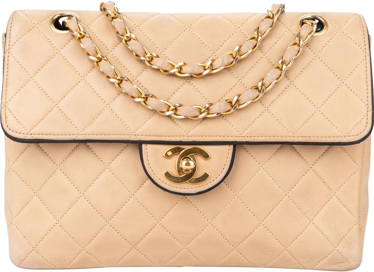Chanel Chanel Quilted Bicolor Lambskin 24K Gold Single Flap Crossboy Bag