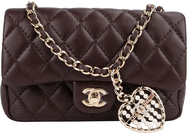 Chanel Chanel Quilted Lambskin Extra Mini Miniatur Double Flap Pendant Bag