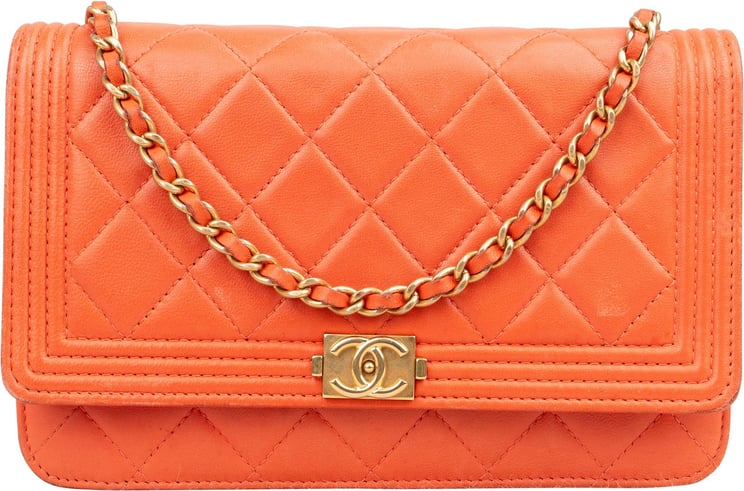 Chanel Chanel Quilted Lambskin Boy Wallet on Chain Crossbody Bag