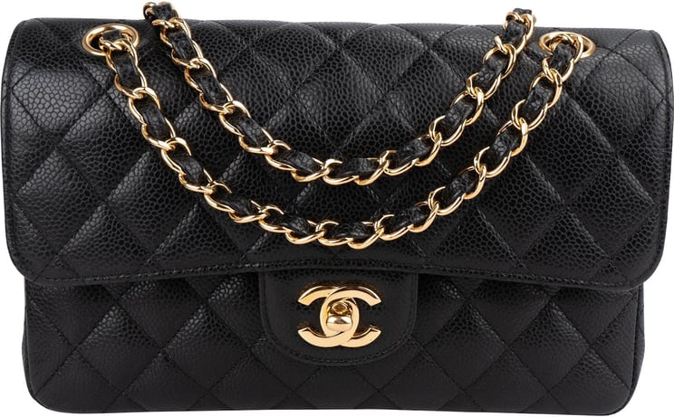 Chanel Chanel Quilted Caviar Leather Small Double Flap Shoulder Bag