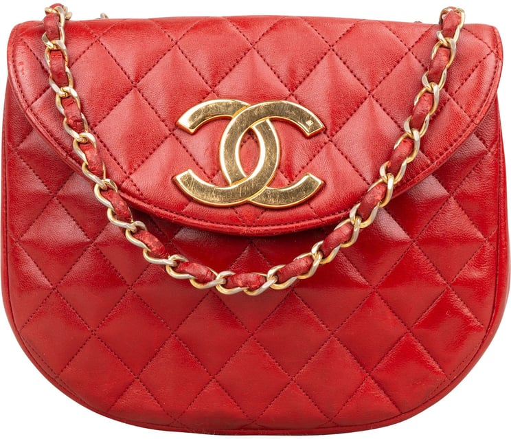 Chanel Chanel Quilted Lambskin Half Moon Single Flap Crossbody Bag