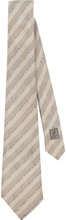 Chanel Chanel Striped Emblem Silk Tie Krawatte